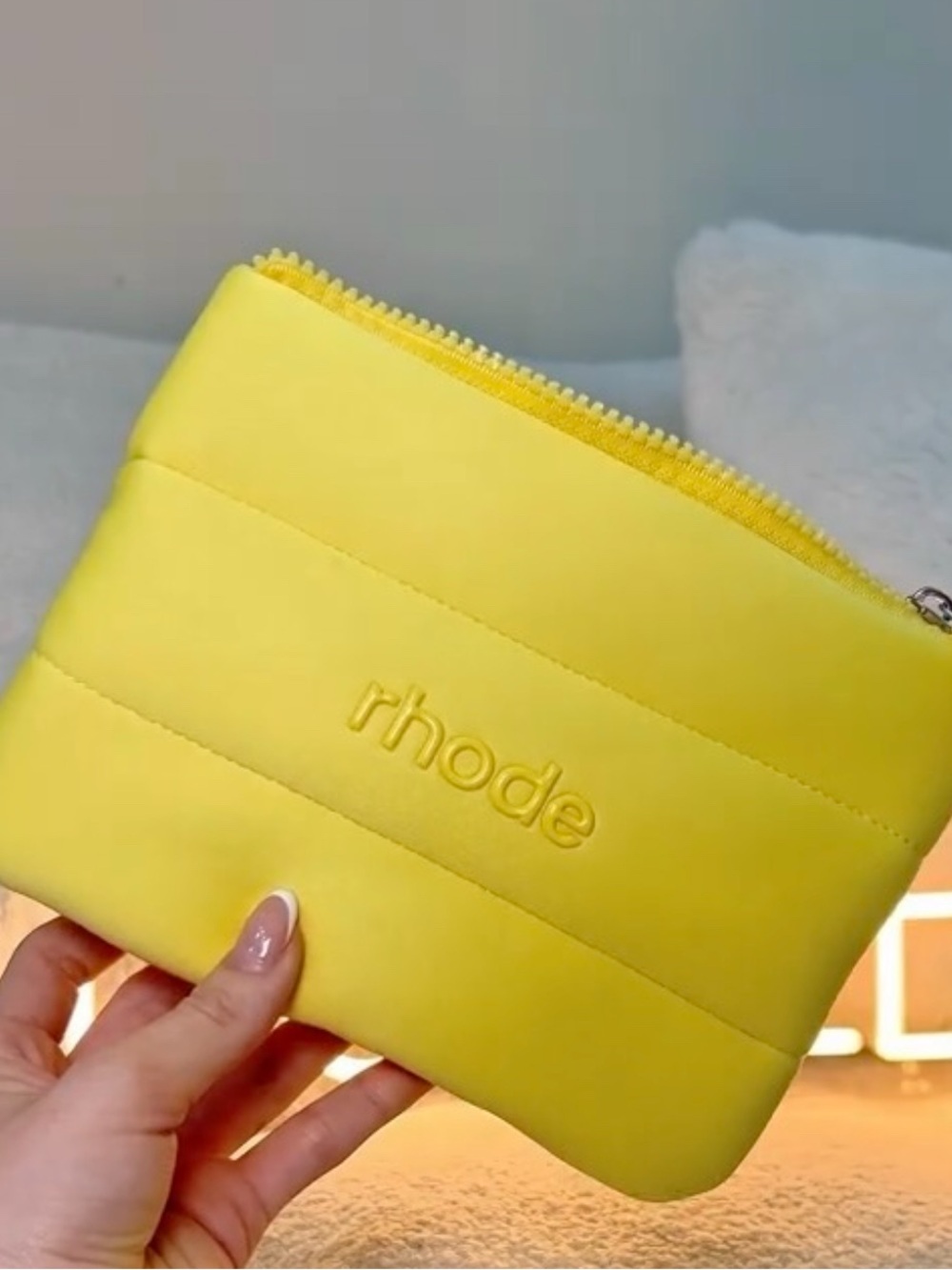 RHODE Yellow bubble Zip Cosmetic Pouch LIMITED EDITION